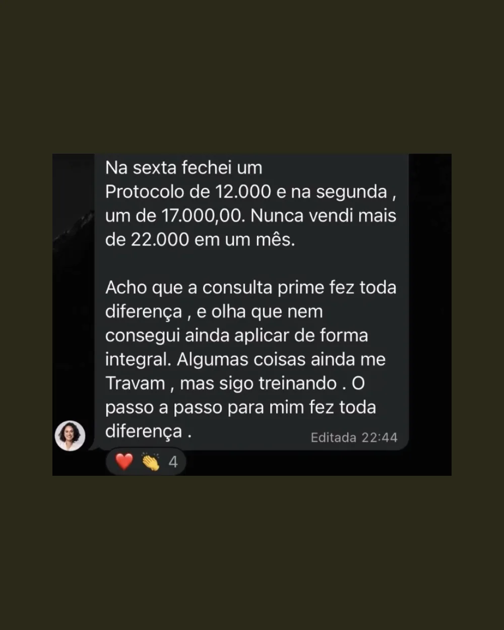 Depoimento de aluna do Código Full Face