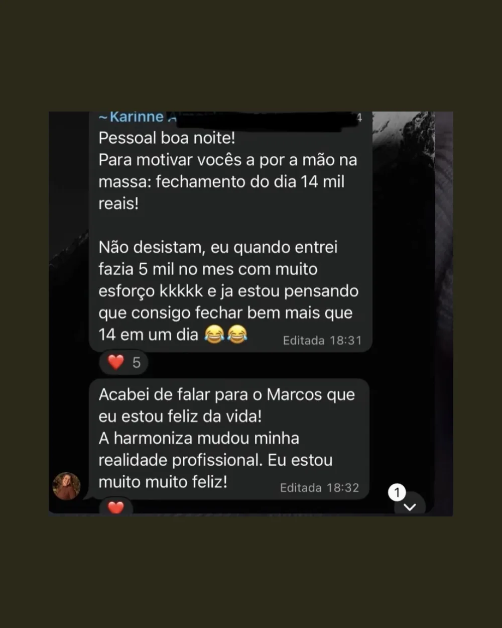 Depoimento de aluna do Código Full Face